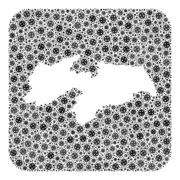 Map of Paraiba State - SARS Virus Mosaic with Subtracted Space Stock Illustration
