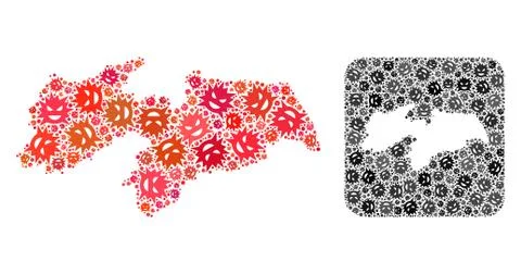 Map of Paraiba State - Virus Collage with Empty Space Stock Illustration