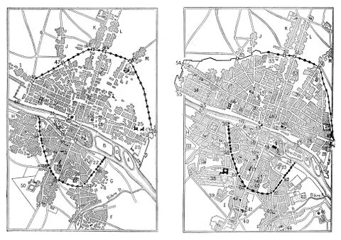 Map of Paris under Henri IV and Paris in the advent of Louis XIV, vintage eng Stock Illustration