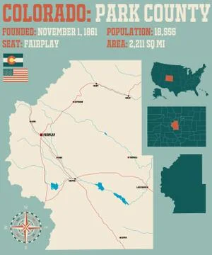 Map of Park County in Colorado Ilustração Stock