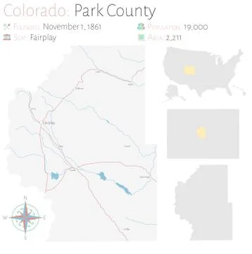 Map of Park County in Colorado Ilustración de archivo