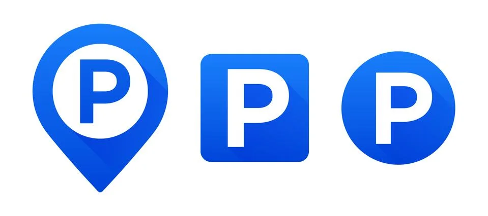 Map parking pointer. Vector set parking icons. Parking place sign Stock Illustration