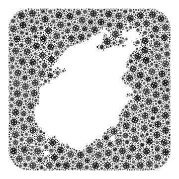Map of Paros Island - SARS Virus Mosaic with Empty Space Stock Illustration