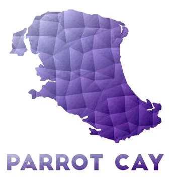 Map of Parrot Cay. Low poly illustration of the island. Purple geometric de.. 스톡 일러스트