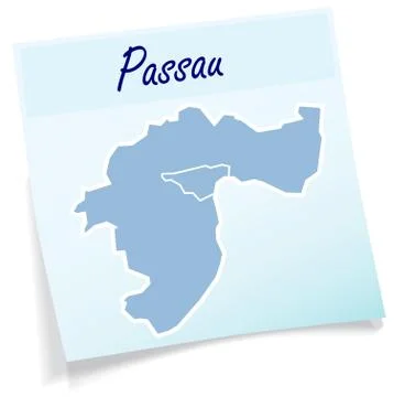 Map of passau as sticky note Stock Illustration