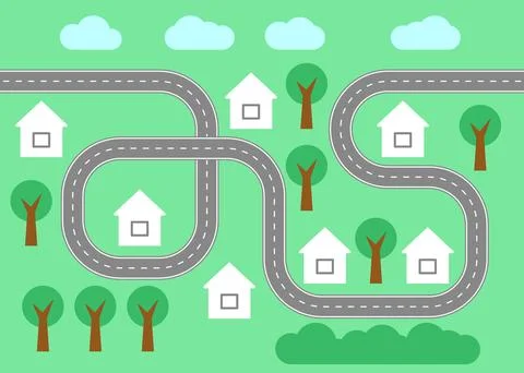 Map path street, road and highway, top view. Road for transport city map. Plan Stock Illustration