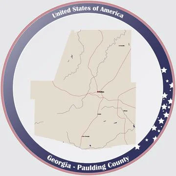 Map of Paulding County in Georgia Stock Illustration
