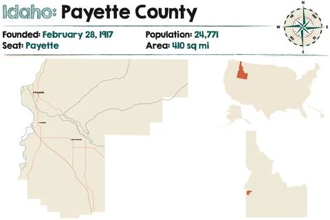 Map of Payette County in Idaho Stock Illustration