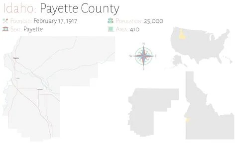 Map of Payette County in Idaho Stock Illustration