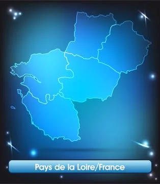 Map of pays de la loire with borders with bright colors Stock Illustration