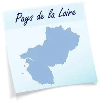Map of pays de la loire as sticky note Stock Illustration