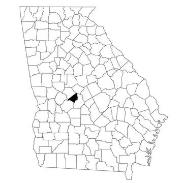 Map of peach County in Georgia state on white background. single County map.. Stock Illustration