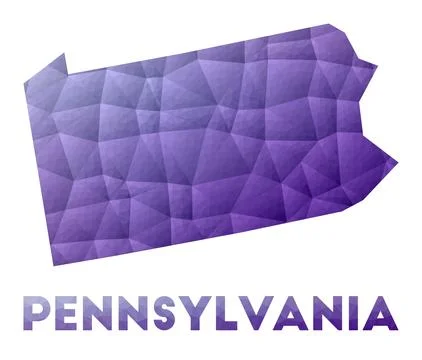 Map of Pennsylvania. Low poly illustration of the us state. Purple geometri.. イラスト素材
