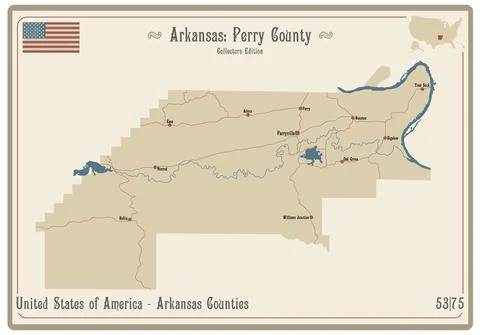Map of Perry County in Arkansas Stock Illustration