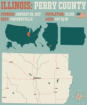 Map of Perry County in Illinois Stock Illustration