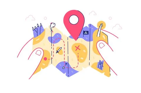 Map in persons hand Stock Illustration