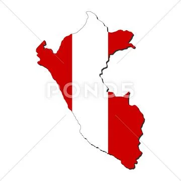Map of peru and peruvian flag illustration Stock Illustration