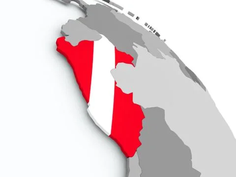 Map of Peru with flag on globe Stock Illustration