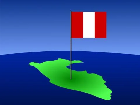Map of peru with flag Stock Illustration