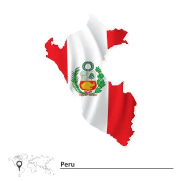 Map of Peru with flag Stock Illustration