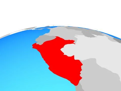 Map of Peru on globe Stock Illustration