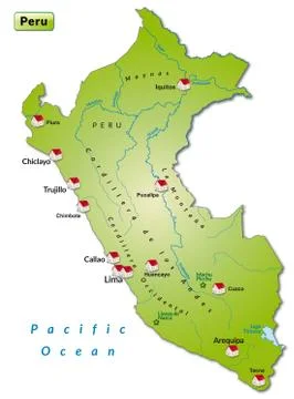 Map of peru as an infographic in green Stock Illustration