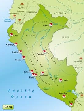 Map of peru as an infographic in green Stock Illustration