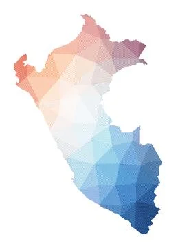 Map of Peru. Low poly illustration of the country. Geometric design with st.. Illustrazione stock