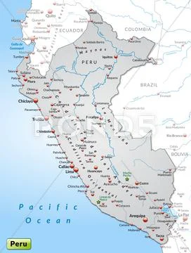 Map of peru as an overview map in gray: Graphic #38055985