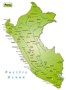 Map of peru as an overview map in green Stock Illustration