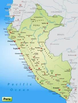 Map of peru as an overview map in pastel green Stock Illustration