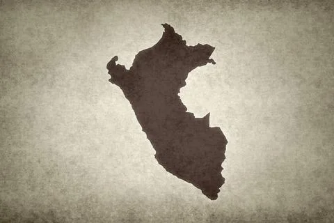 Map of Peru on a paper Stock Illustration