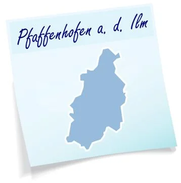 Map of pfaffenhofen as sticky note Stock Illustration