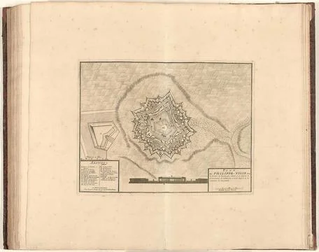 Map of Philippeville, 1710; Plan the Philippe-Ville. Map of Philippeville,... Stock Photos