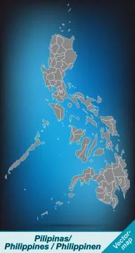 Map of philippines with borders in bright gray Stock Illustration