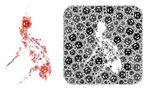 Map of Philippines - Infection Mosaic with Empty Space Stock Illustration