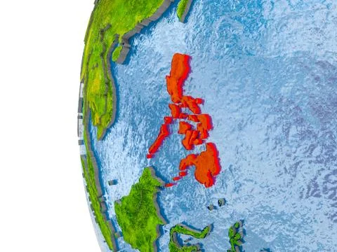 Map of Philippines on model of globe Illustrazione stock