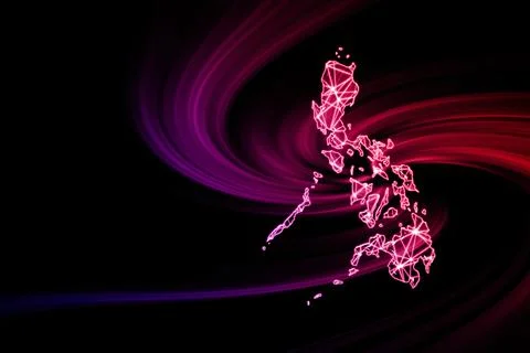 Map of Philippines, Polygonal mesh line map Illustrazione stock