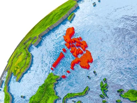Map of Philippines in red on globe Stock Photos