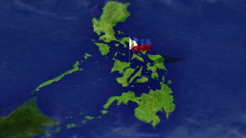 Map of Philippines, Southeast Asia with flag Stock Footage 231399259