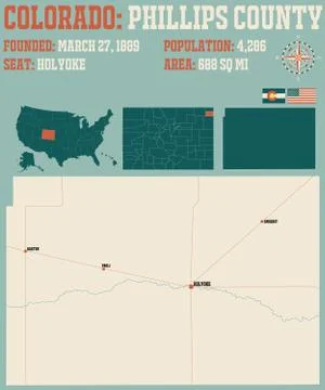 Map of Phillips County in Colorado Stock Illustration