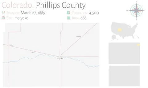 Map of Phillips County in Colorado Stock Illustration