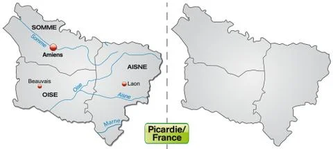 Map of picardie with borders in gray Stock Illustration