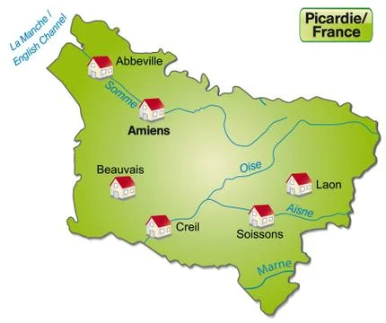 Map of picardie as an overview map in green Stock Illustration