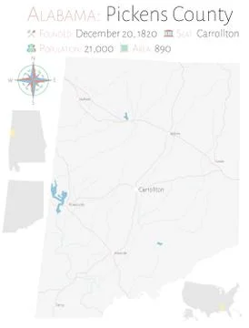 Map of Pickens County in Alabama Stock Illustration