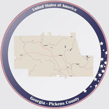 Map of Pickens County in Georgia Stock Illustration