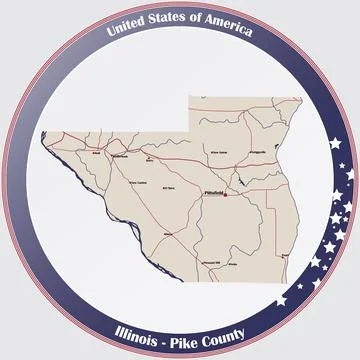 Map of Pike County in Illinois Illustrazione stock