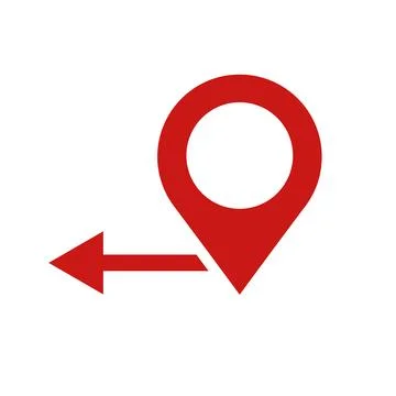 Map pin and arrow. Location and movement. Vector. Stock Illustration