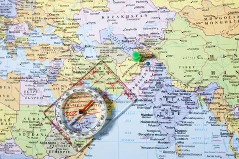 Map pin and compass Stock Photos