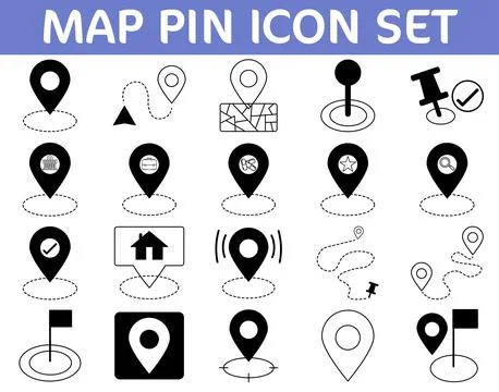 Map Pin and Location Pointer Vector Icon Set for Navigation イラスト素材